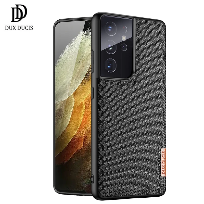 

For Samsung S21 Ultra Case DUX DUCIS Woven Nylon Texture Silicone Frame Back Cover for Samsung Galaxy S21 Plus Shockproof Case