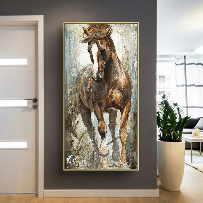 Современная живопись на холсте с изображением лошади Животные wall art поп плакат