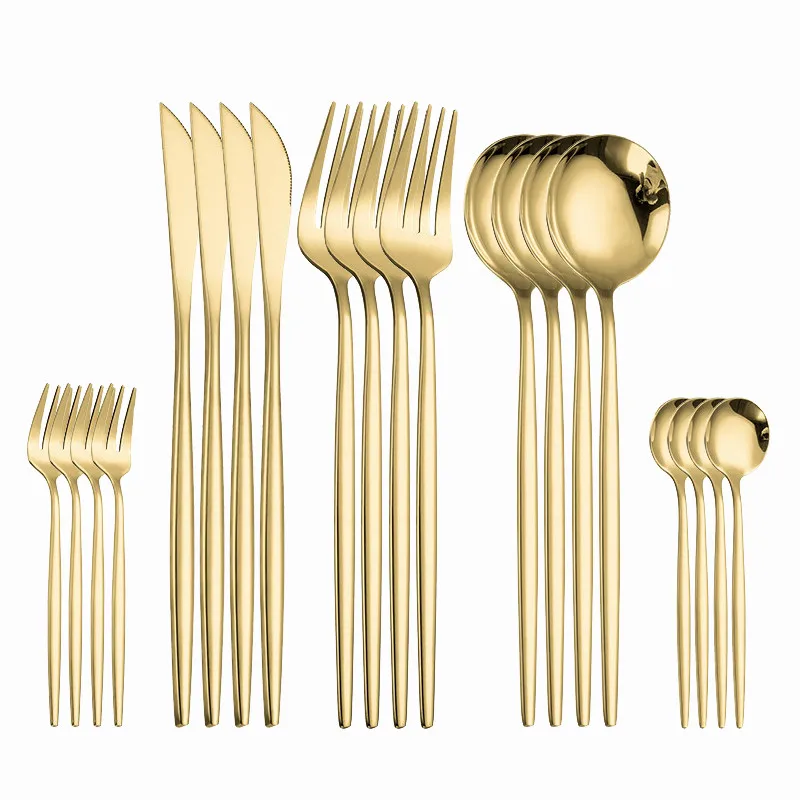 

Stainless Steel Dinnerware Sets Mirror Dinner Fork Knives Spoons Kitchen Cutlery Set Western Silverware Cutlery Dinnerware Set