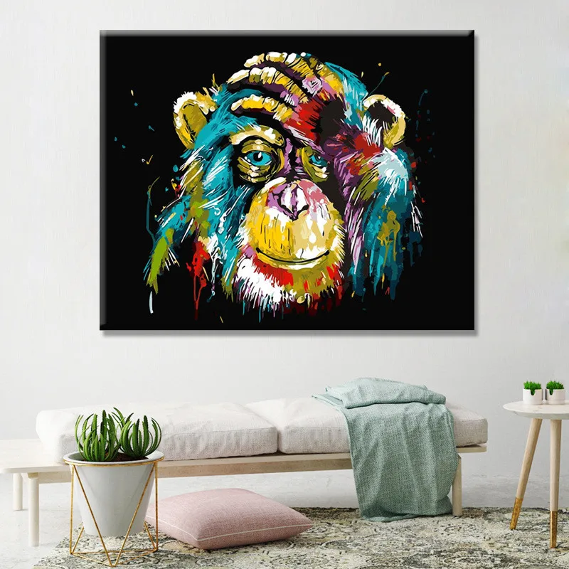 

Spray Painting Orilla Adornment Picture Canvas Painting Contemporary and Contracted Animal Colorful Monkey Decorative Pictures