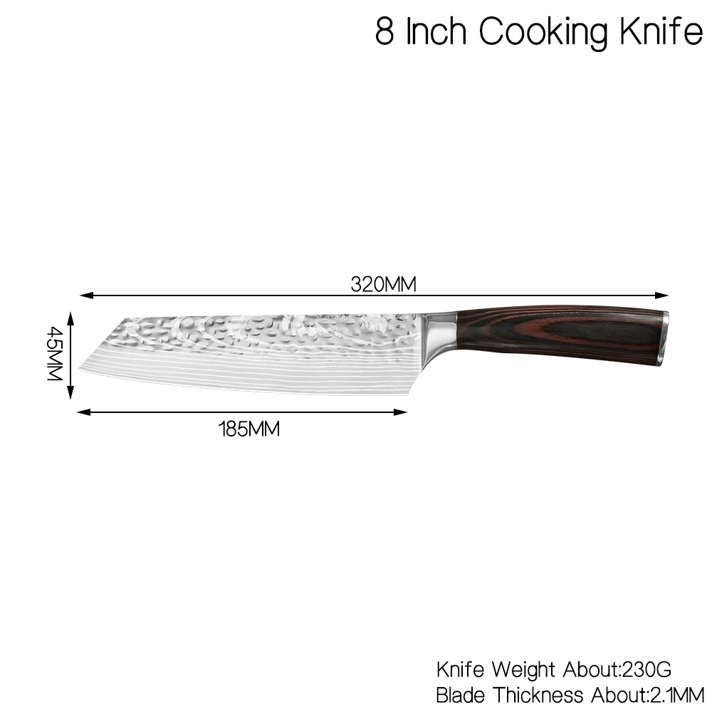 Damask Kitchen Knife 8 inch Forged Hammer Slicing 4cr13 Stainless Steel Japanese Knives Utility Cooking | Дом и сад