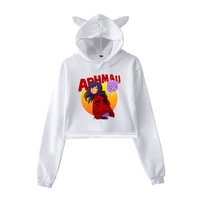 girls spring and autumn cat ears hoodie women long sleeved hooded sweatshirt casual fashion aphmau printed sweater cropped tops