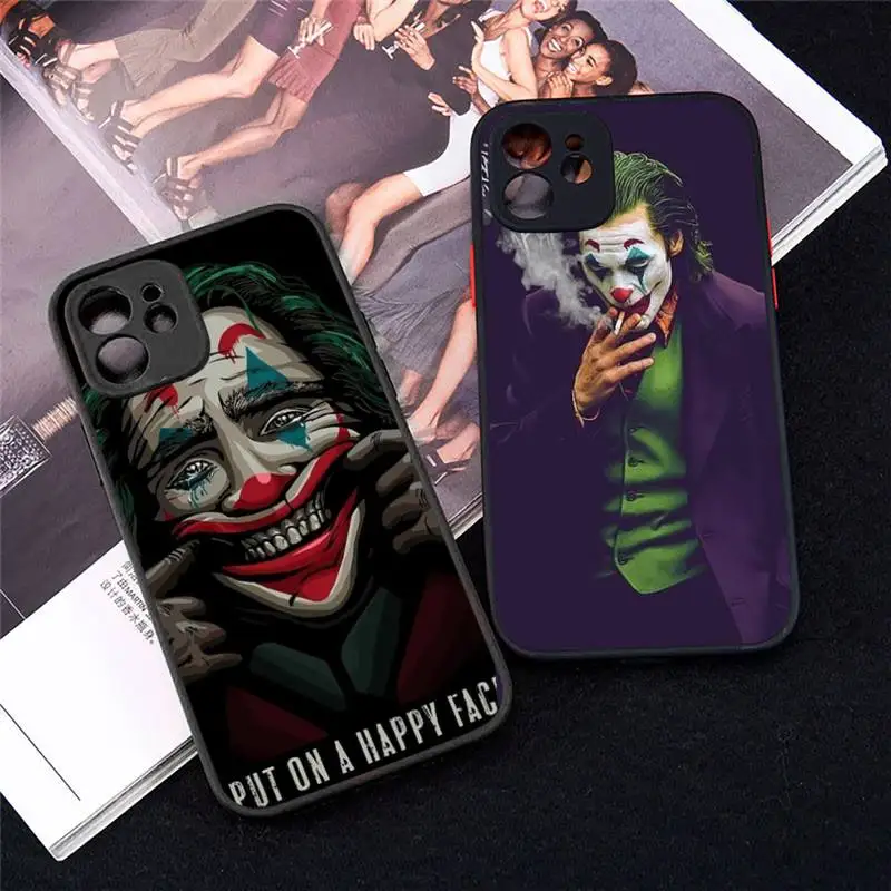 

Joker Funny clown Phone Cases Matte Transparent for iPhone 7 8 11 12 s mini pro X XS XR MAX Plus cover funda