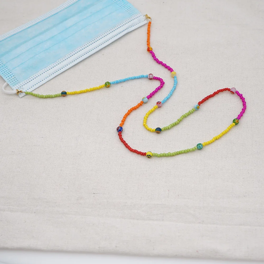 Цепочка с нескользящим держателем для маски ожерелье ручной работы цветными