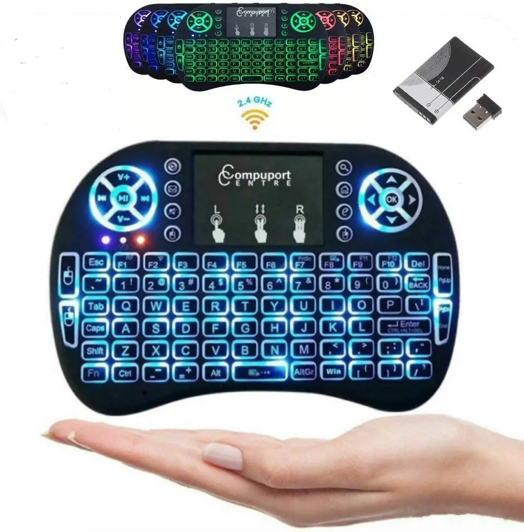 

7 color backlit i8 Mini Wireless Keyboard 2.4ghz English Russian 3 colour Air Mouse with Touchpad Remote Control Android TV Box