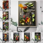 Скандинавский постер для рисования на холсте с изображением хлопьев, ложек, перца, кухни