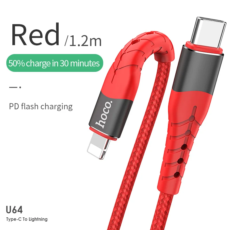 18 Вт Быстрая зарядка PD кабель usb type C для Lightning питания быстрая зарядка кабель для iPhone X/XS/XR/XS Max/8/Plus/iPad Pro - Цвет: Красный