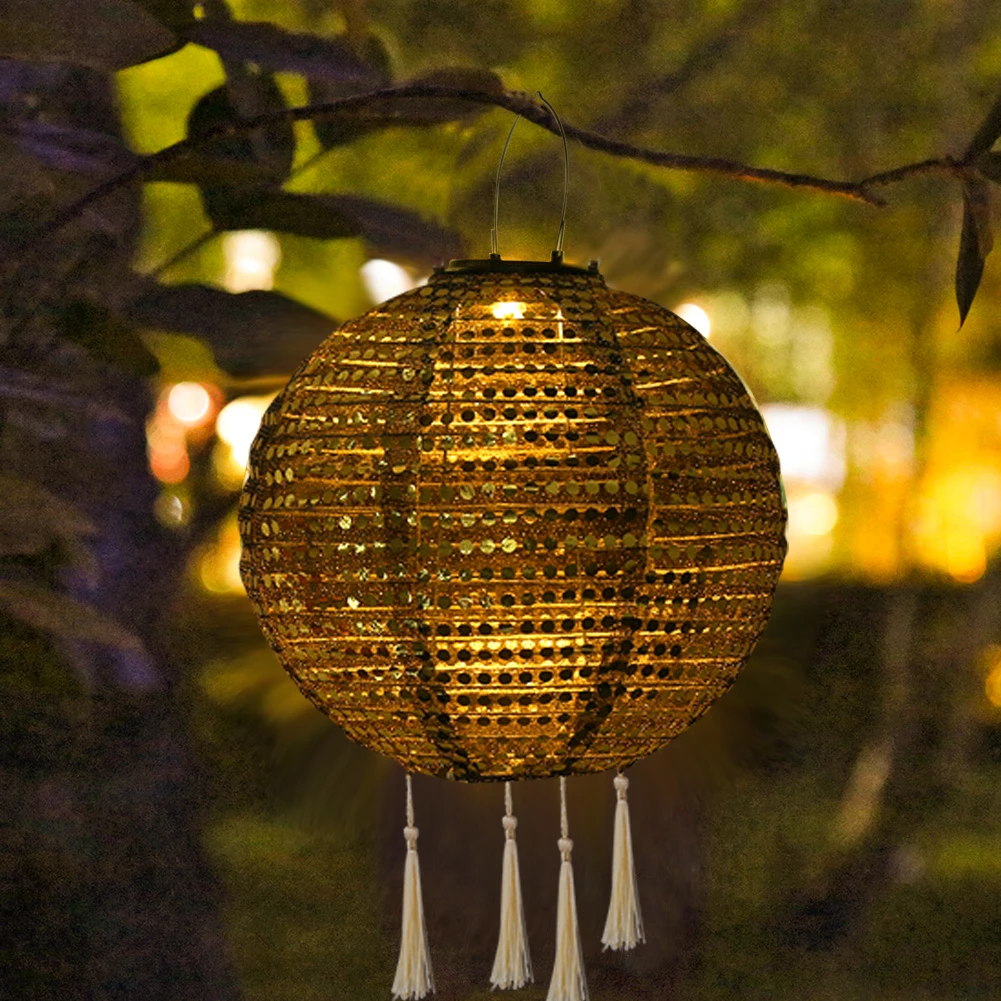 

25cm Solar Sequin Retro Projection Lantern LED Outdoor Waterproof Garden Landscape Decoration Lighting Lamp Festive Decoration