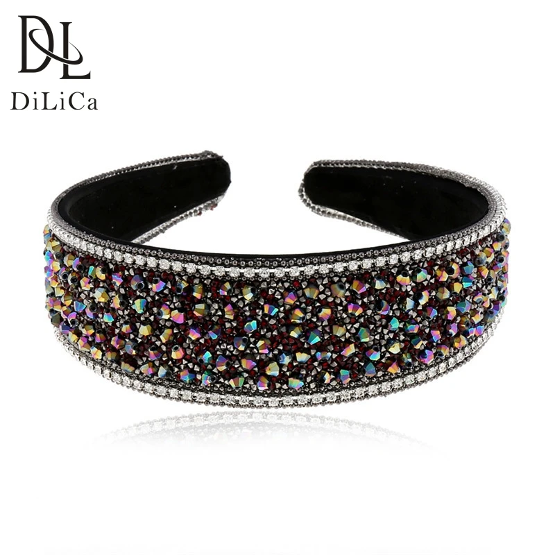 

DiLiCa Luxury Rhinestone Headband Women Fashion Full Crystal Hair Jewelry Accessories Trendy Hairband Headwear