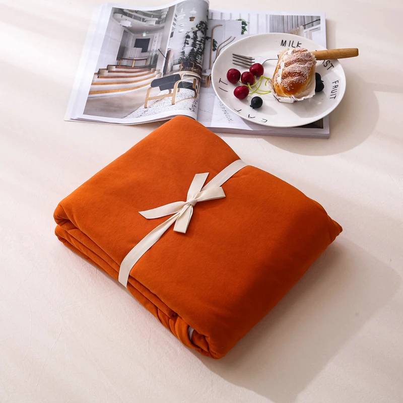 

High Quality 1Pc Duvet Cover Knitted Cotton Brief Comforter/Quilt Cover Solid Green Blue Grey Bedding Four Seasons Home Textile