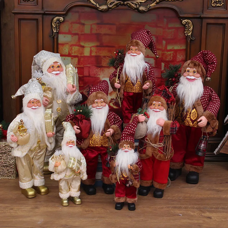 

Рождественские украшения, 18 дюймов, стоячий сидячий Дед Мороз, украшения для кукол, окон отеля, торговый центр, атмосферные украшения