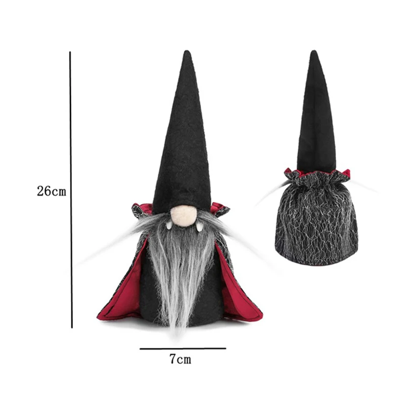 

New Halloween Handmade Swedish Gnomes Ornaments with Witch Cloak Hat Christmas Gifts