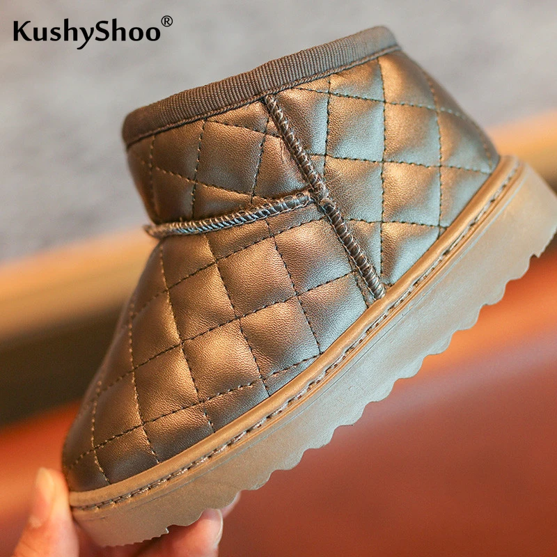 KushyShoo/Детские зимние сапоги; зимние корейские короткие зимние сапоги для мальчиков; утепленная хлопковая обувь; детские зимние сапоги для девочек