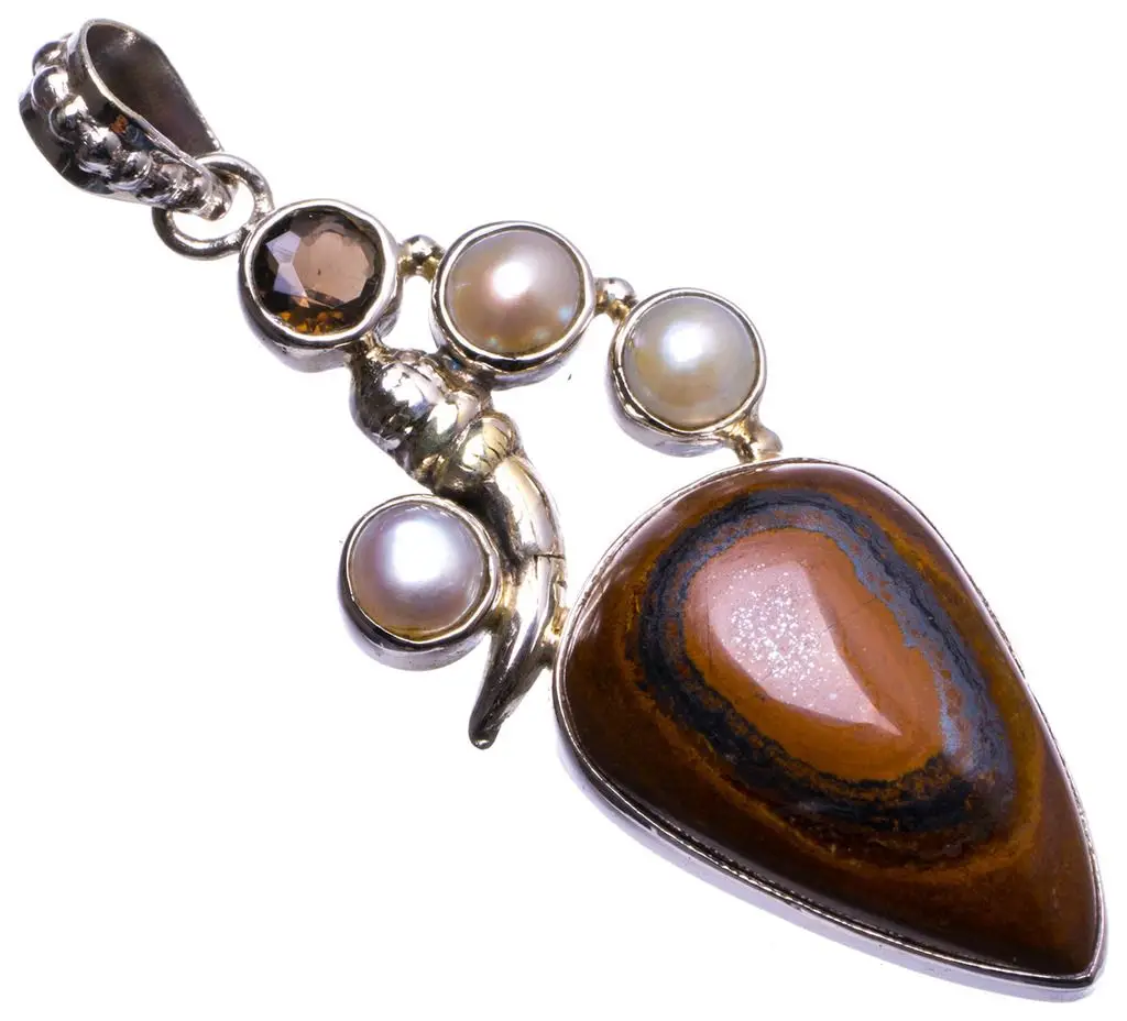 Натуральный Железный тигровый глаз речная жемчужина и дымчатый кварц уникальная