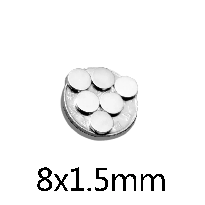 

50/100/150 PCS 8x1.5 mm circular Small Magnet 8mmx1.5mm N35 Neodymium Magnet Dia 8x1.5mm Permanent NdFeB Magnet 8*1.5 mm