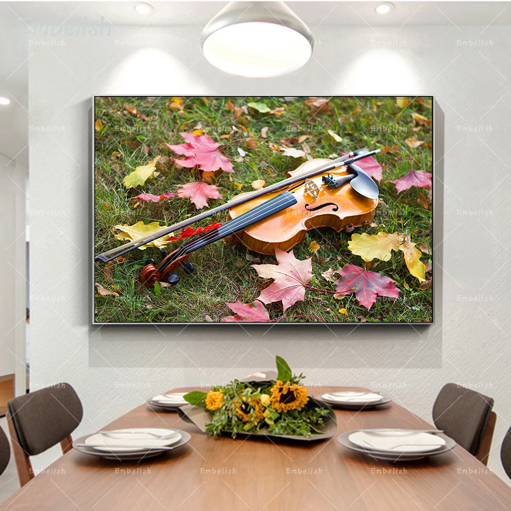 

Embelish 1 Pieces Guitar On Grass Musical Instruments Modern Home Decor Wall Pictures For Living Room HD Print Canvas Paintings