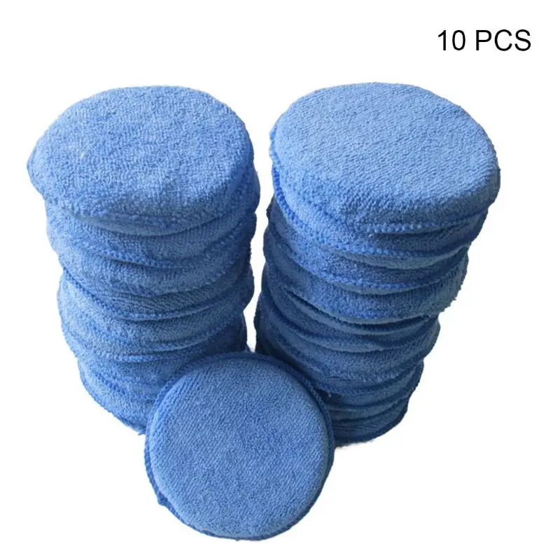 

10 Pcs Car Polish Wax Round Foam Sponges Scratch Free Applicator Pads for Auto Automobile Multipurpose Clean Maintenance
