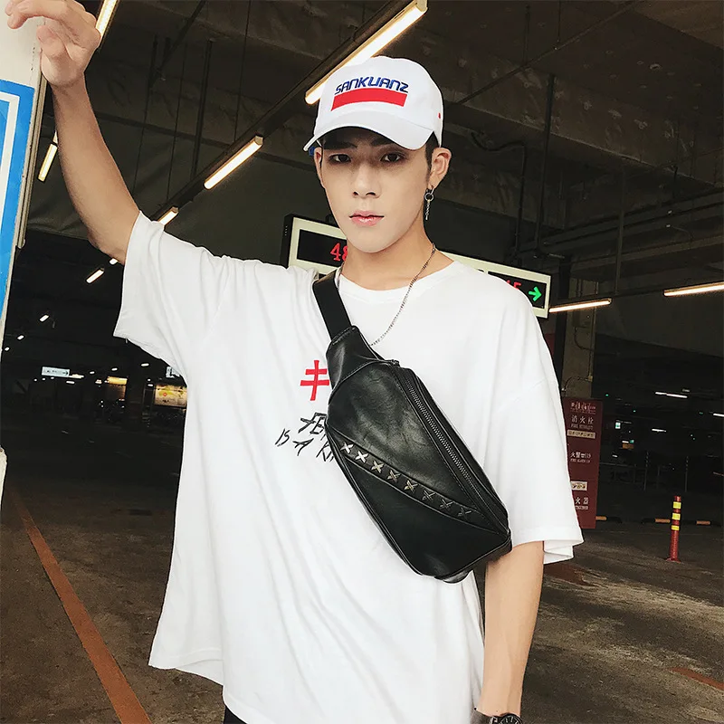 Новая мужская кортическая поясная сумка многофункциональная с заклепками