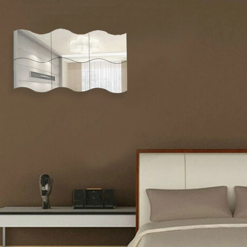 

Home 3D Stereo Mirror Wall Stickers Full Of Rhythm Home Decoration Decorative Wave Mirror Acrylic Stickers Concise And Generous