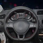 Чехол для руля Volkswagen VW Golf 7 Mk7, чехол на руль из искусственной кожи черного цвета для Polo, Passat B8, Tiguan, Sharan, Jetta