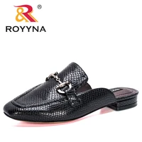 royyna 2020 new designers serpentine women shoes big size flat casual summer half slippers ladies matel casual shoes feminimo