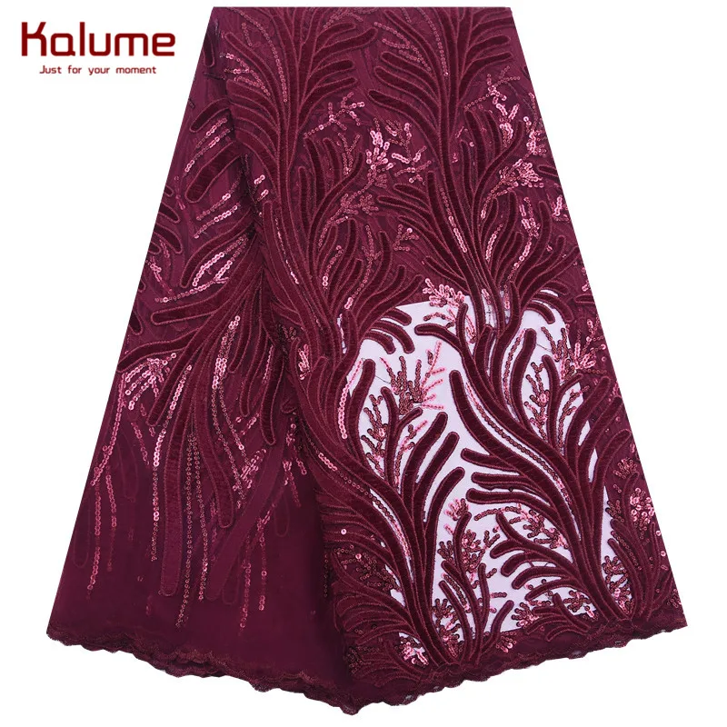 Kalume африканская кружевная ткань 2020 высокое качество кружева с пайетками