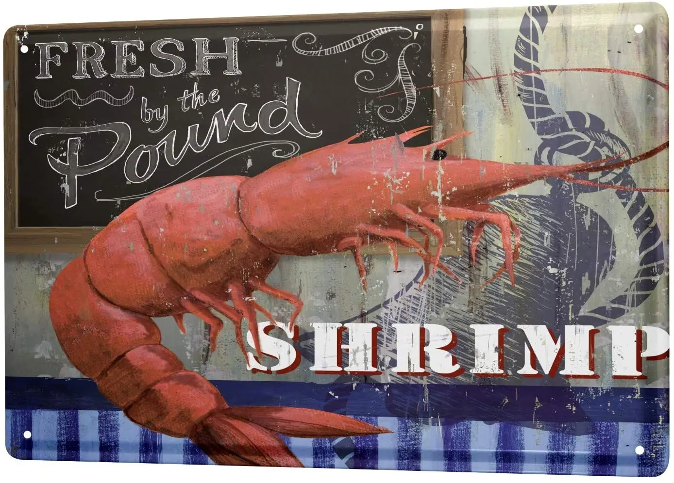 

Оловянная металлическая пластина, декоративный знак, таблички для домашнего декора, украшение для еды, ресторана, креветки, металлическая п...