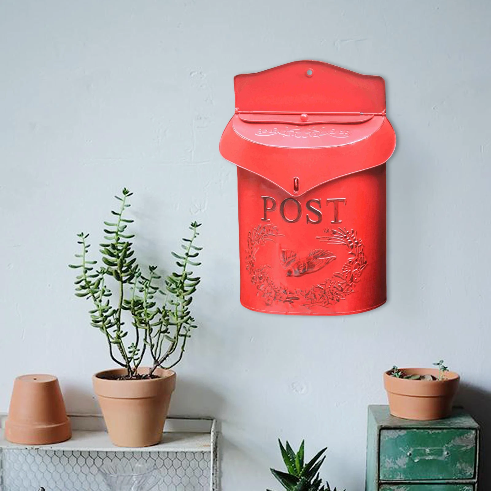 

Wall Mounted Mailbox Metal Letter Decor Iron Post Box Holder Outside Hanging Decorations for House, Porch, Outdoor Garden