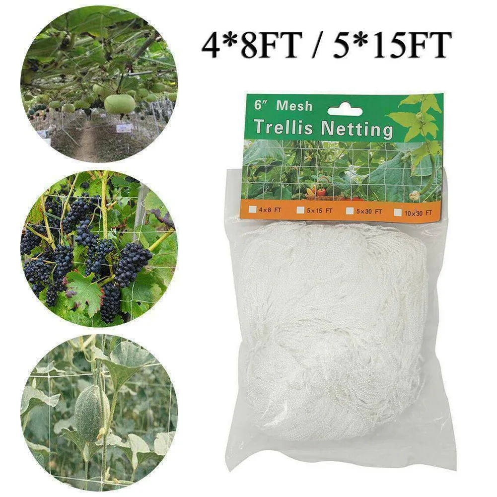 

New Nylon Trellis Netting Garden Climbing Bean Plant Net Grow Fence White Support For Crops Fruits And Vegetables