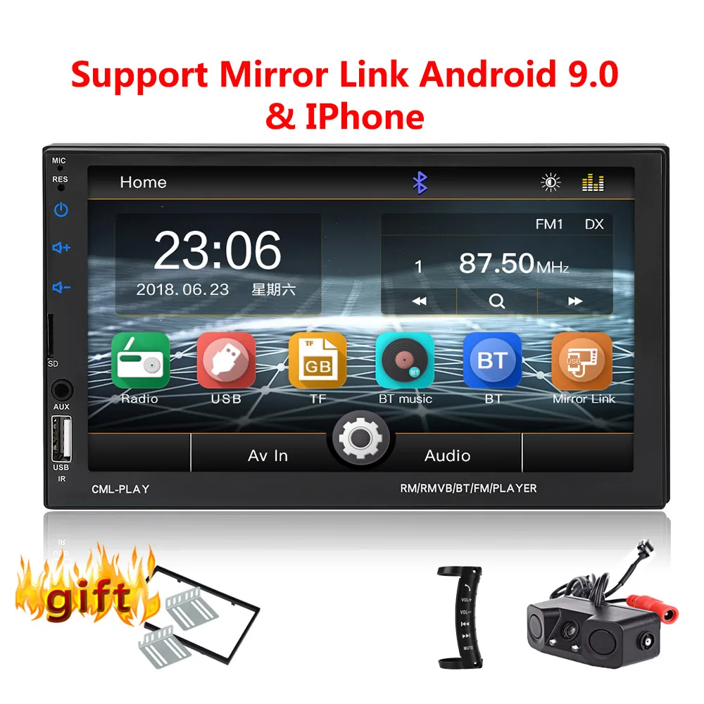 pz451 all 2 Din автомагнитола Bluetooth mirrorlink 2din Автомагнитола 7 ''MP5 плеер Автомобильный Монитор автомобильный аудио для камеры заднего вида пульт дистанционного управления - Цвет: pz451 all