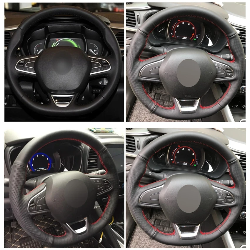 Черная искусственная кожа PU чехол рулевого колеса автомобиля для Renault Kadjar Koleos Megane