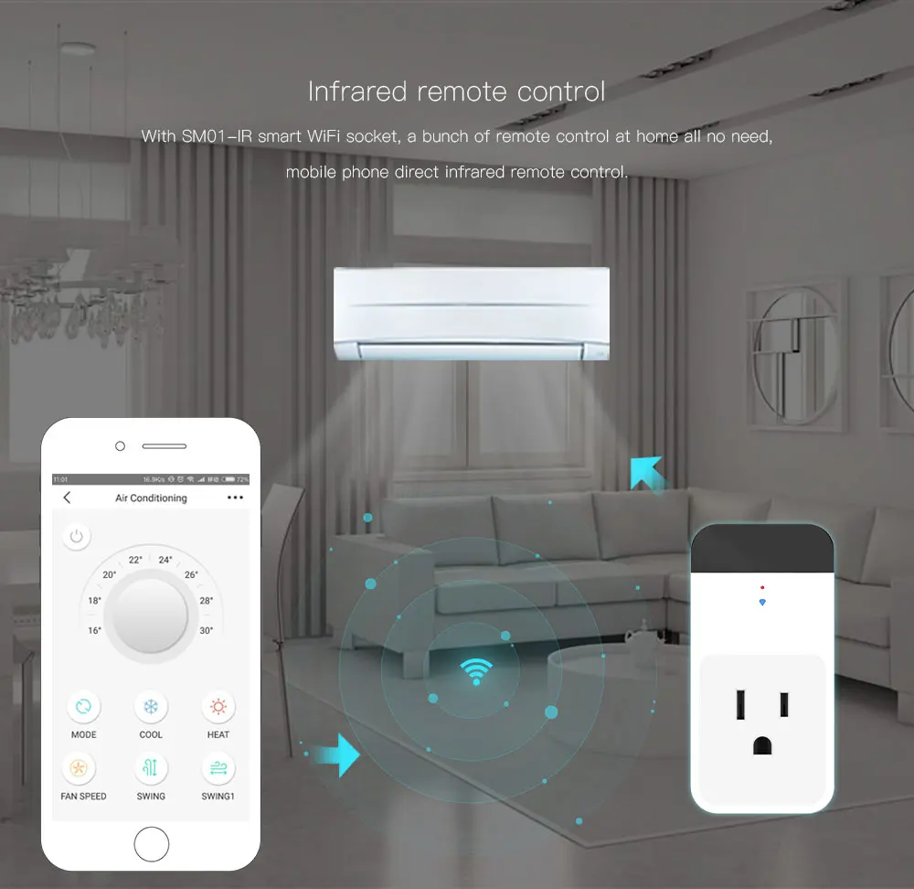 Умный Wi-Fi контроллер розетка переключатель работает с Echo Google Assistant ИК пульт дистанционного управления кондиционер для iOS Android