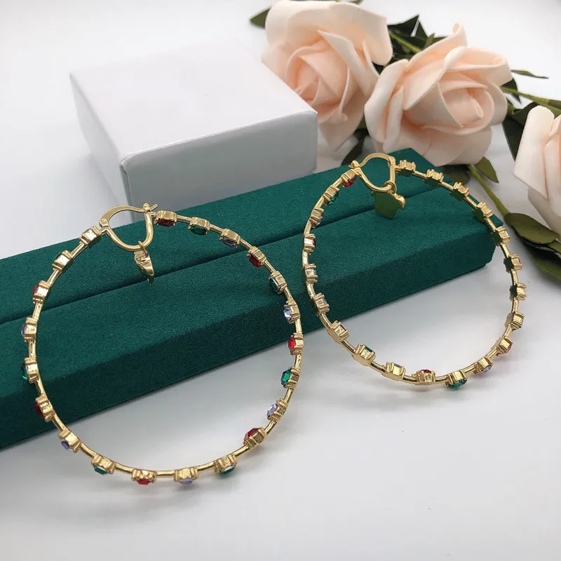 

European and American fashion retro colored diamond earrings