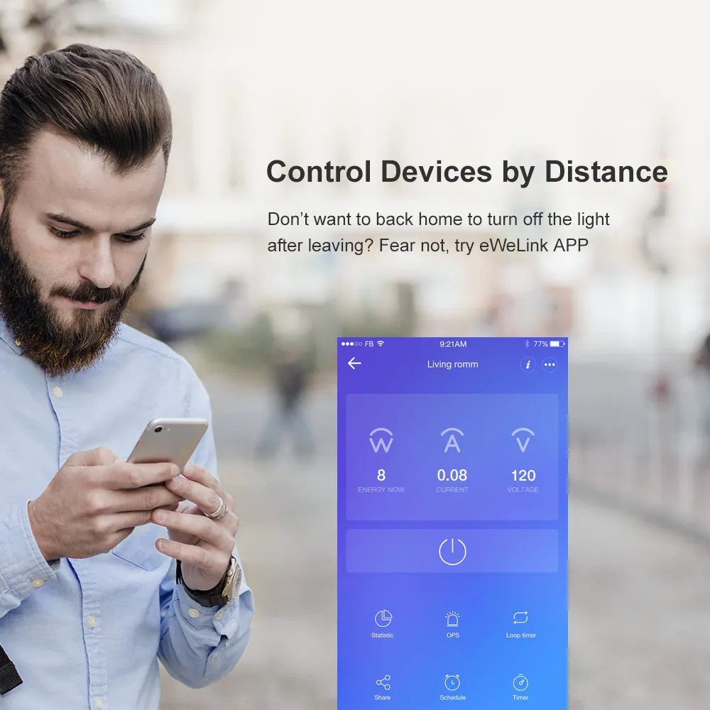 Sonoff IW100/IW101 US WiFi смарт контроль мощности настенный выключатель энергосберегающая