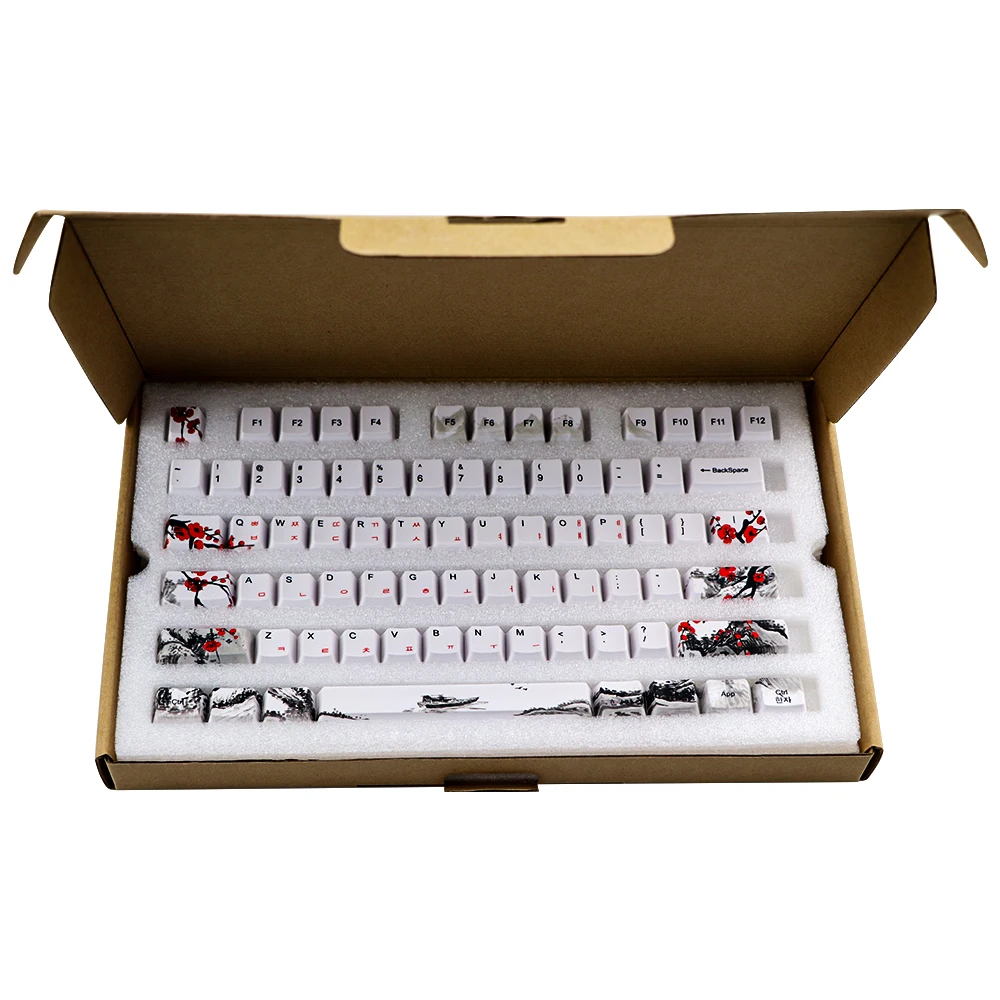 

Novelty allover dye subbed Plum Blossom110 Keys OEM Profile Keycap For diy mechanical keyboard Korean Japanese character keycaps