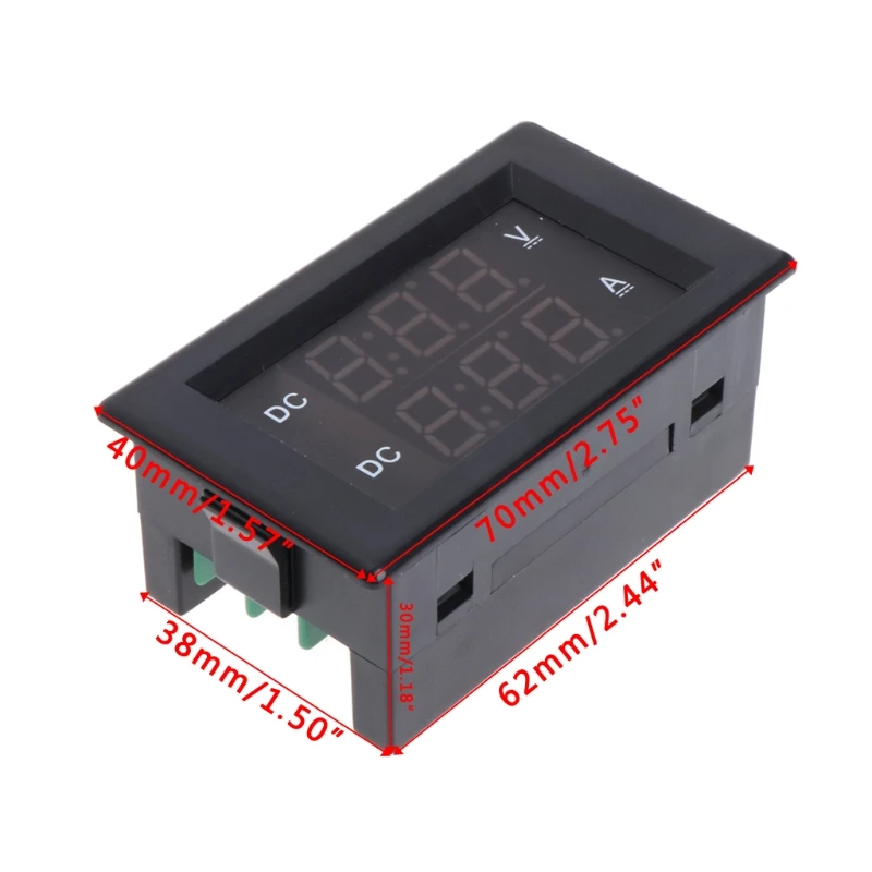 

DC 600V 20A Dual Digital Voltmeter Ammeter Volt Amp Tester Gauge Meter Red+Green LED