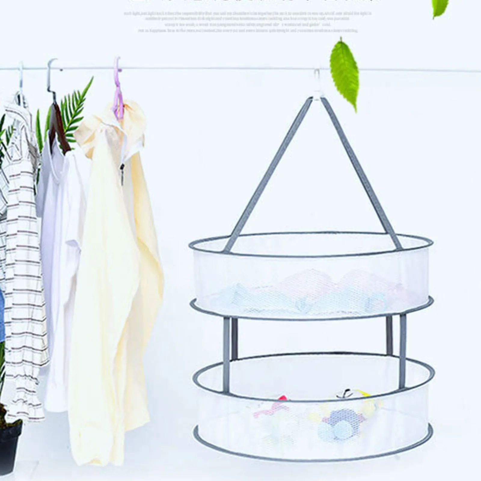 

Creativity Double-layer Drying Clothes Artifact Drying Clothes Basket Foldable Multi-function Outdoor Indoor Home Drying Rack
