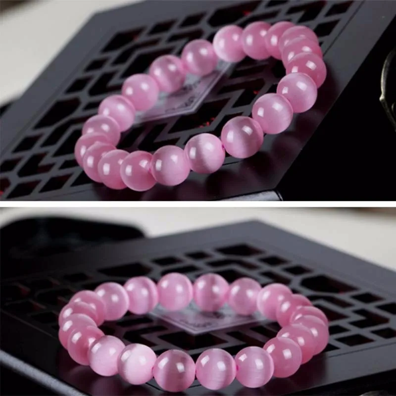 Natural Stone Pink Opal Bracelet Quartz Stretch Bracelet Fashion Healing Jewelry 6/8/10mm Bead Pulseras New Arrival
