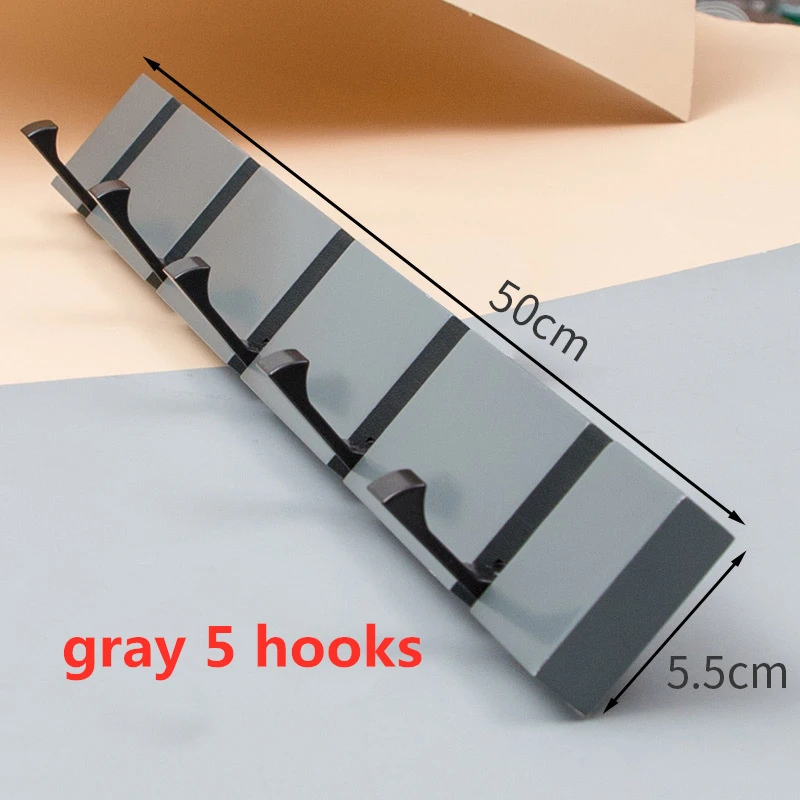 gray 5 hook Держатель Стойки цинковый сплав Складная Дверь настенное крепление деревянная вешалка для пальто и шляп крюк - Цвет: gray 5 hook
