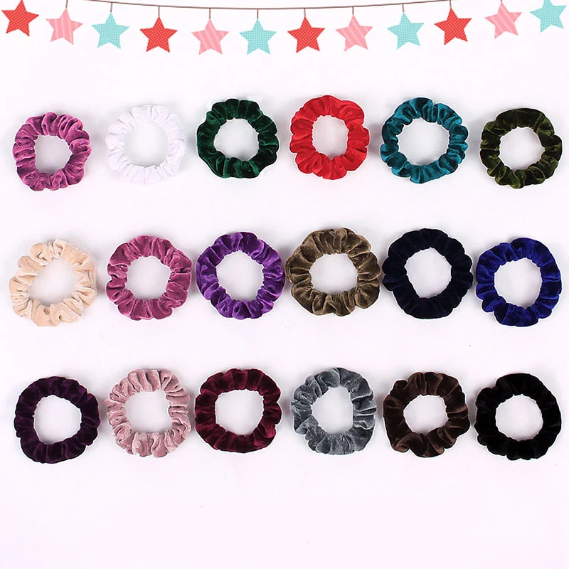 Hot Small Size Solid Color Velvet Scrunchies Ponytail Elastic Hair Bands Rubber Band Ring Hairbands Headbands Red Pink Blue |