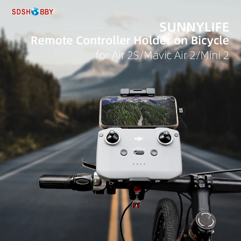 Sunnylife Remote Controller Holder on Bicycle Following Shot GoPro 10 Action2 Camera Bracket Mount for Air 2S/Mavic Air 2/Mini 2