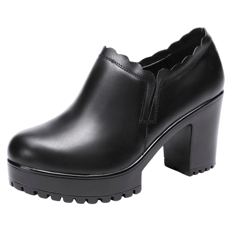 GKTINOO/кожаные туфли Женские туфли-лодочки с круглым носком Sapato feminino Модные черные