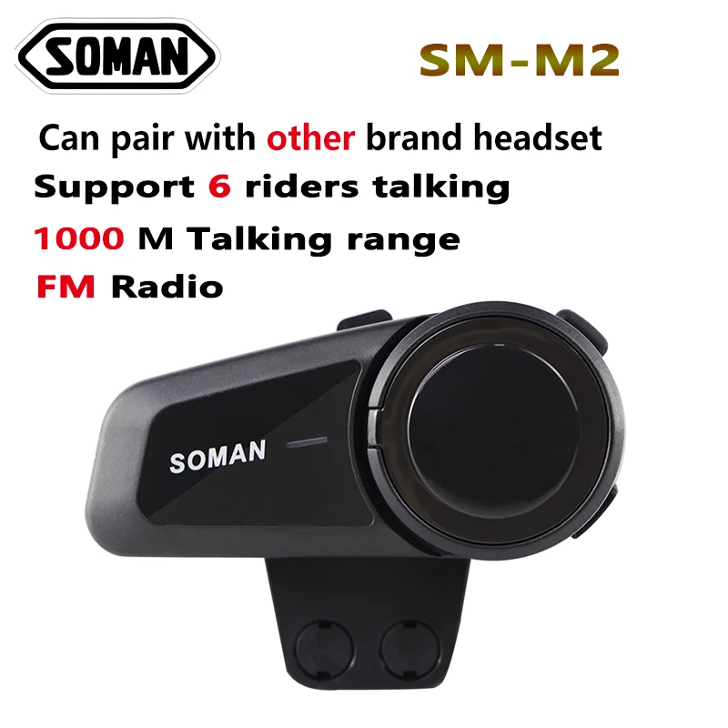 Гарнитура SOMAN для мотоциклетного шлема коммуникатор с поддержкой Bluetooth 1000m 6 шт.