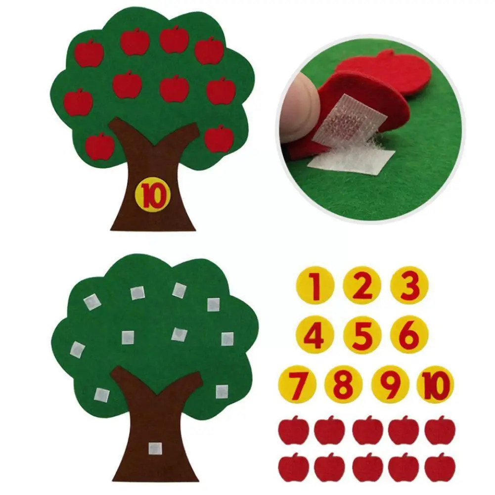 

Войлочное Дерево DIY Монтессори Дошкольное обучение для детей цветной цифровой Монтессори когнитивные детские игрушки материалы X9A3