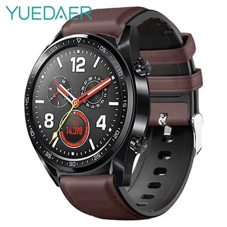 Dark brown YUEDAER топ из искусственной кожи ремешок для Xiaomi Amazfit GTR 47 47 мм Stratos 2 3 Pace ремешок для huawei Watch GT 2 GT2 ремешок для часов - Цвет: Dark brown
