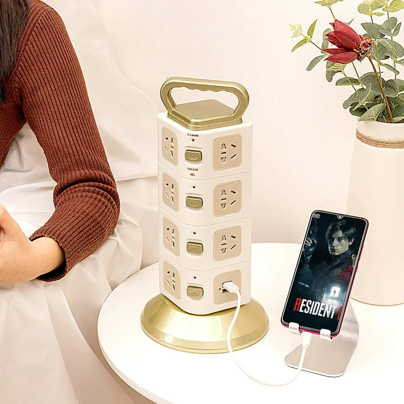 Электрические розетки Вертикальная башня usb разъем трехмерная вилка рядная