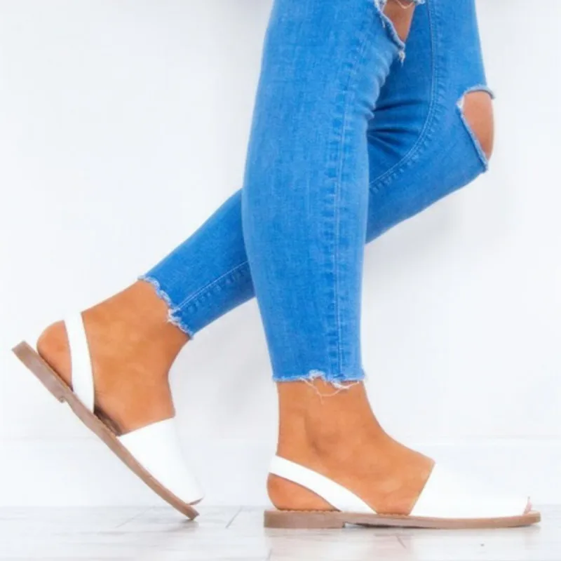 Сандалии женские с открытым носком плоская подошва замшевые повседневная обувь