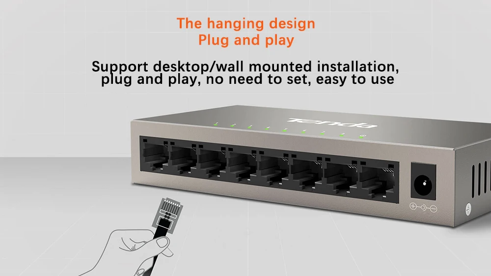 Tenda TEG1008M 8 портов 10/100/1000Mpbs Gigabit Ethernet коммутатор, Ethernet сетевой коммутатор, Auto MDI/MDIX, VLAN