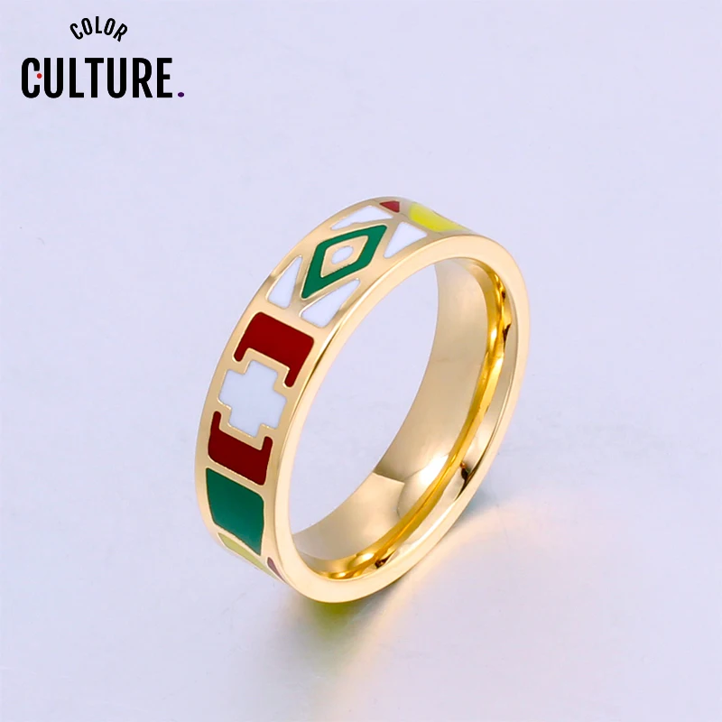 Популярные золотые кольца из нержавеющей стали с геометрическим дизайном для