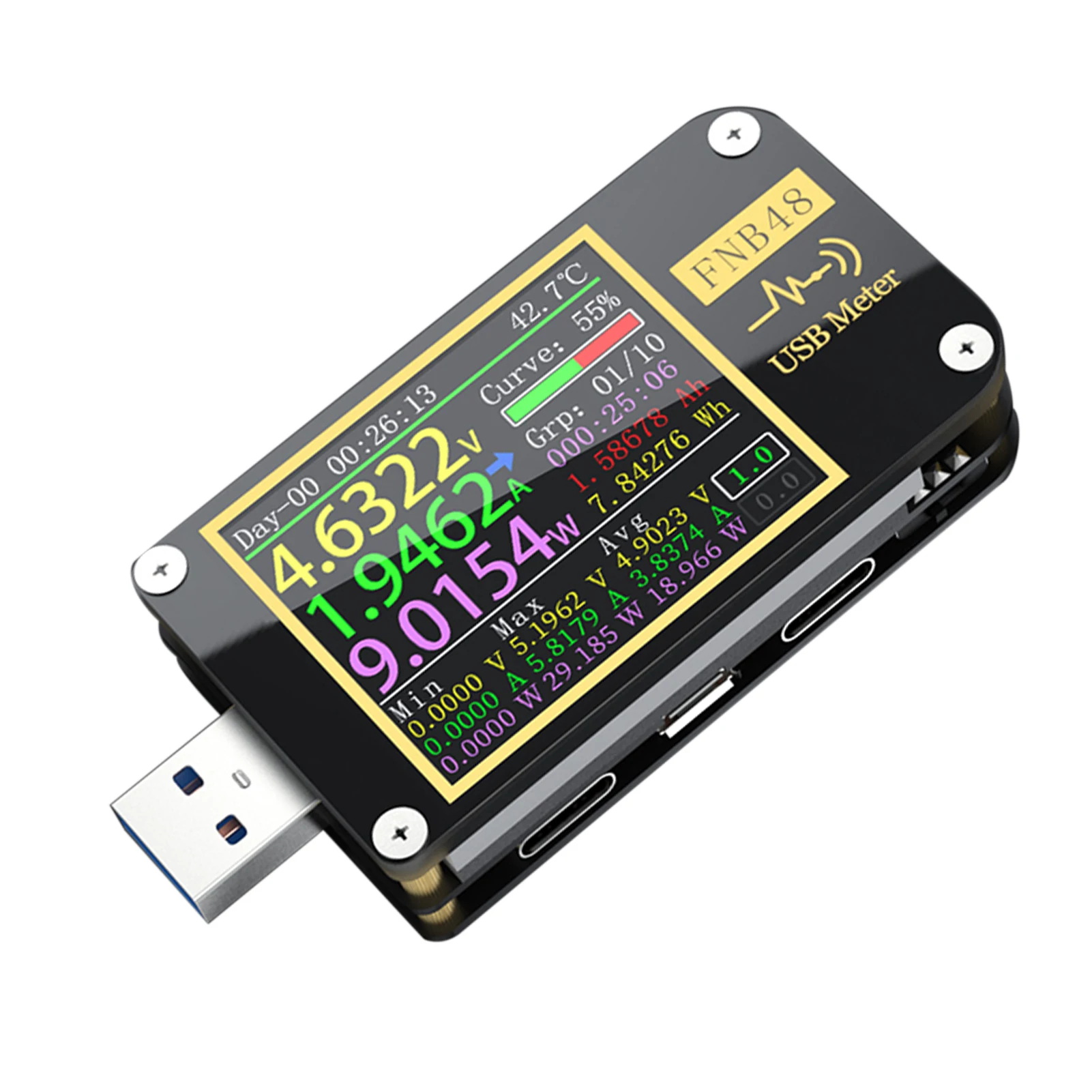 

FNB48 USB Tester Fast Charging Detector Meter Capacity High Speed Voltmeter Ammeter LCD Display Portable Current Multifunctional